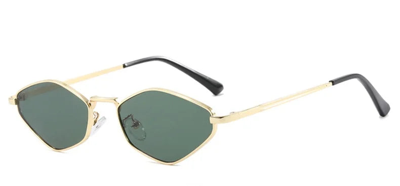 Fashion Polygon Small Frame Sunglasses Personalized Brand Design Metal Sunglasses Retro Minimalist Wild Women Sunglasses UV400.