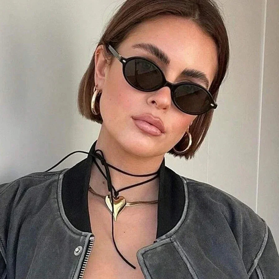 Retro Small Oval Sunglasses Women Men Rivets Shades Fashion Eyewear Luxury Sun Glasses UV400 Female