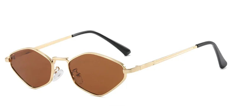 Fashion Polygon Small Frame Sunglasses Personalized Brand Design Metal Sunglasses Retro Minimalist Wild Women Sunglasses UV400.